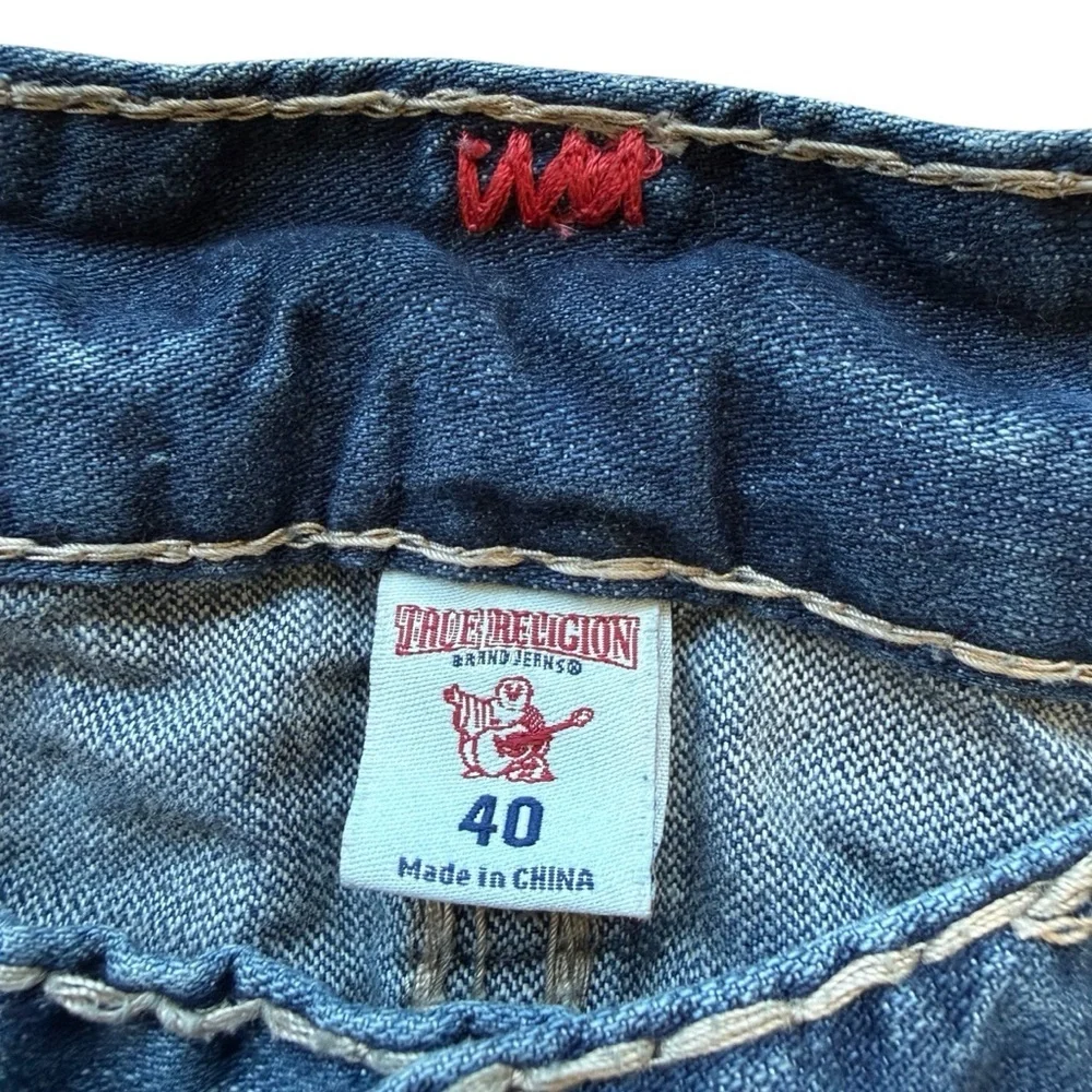 RARE VTG Y2K True Religion Mens Dark Desire Red Tan Rope Stitch Jeans 40x32